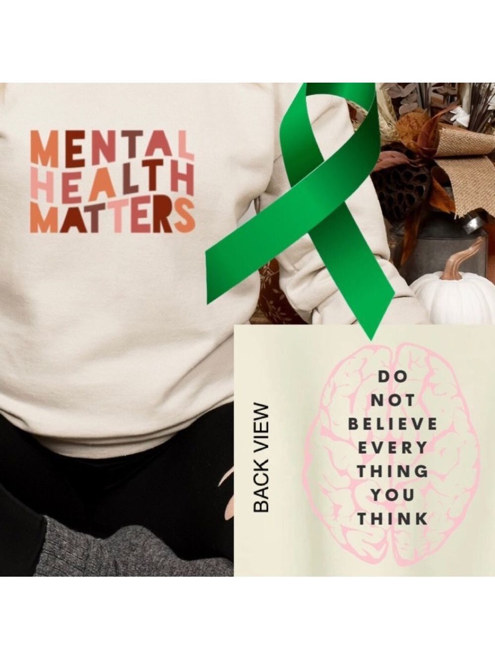 Mental Health Matters graphic pullover sweatshirt oversized XL
